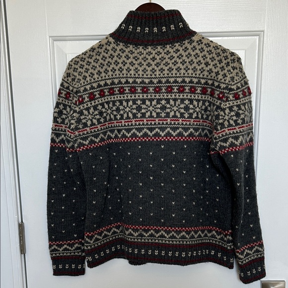 Lauren Ralph Lauren 100% Wool Black and Cream Zip Up Sweater - Picture 2 of 3